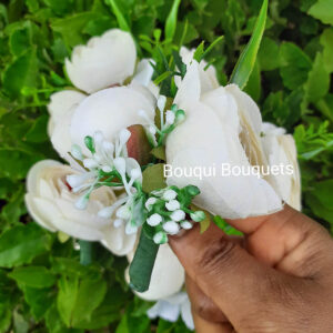 Ivory Rustic peony boutonniere